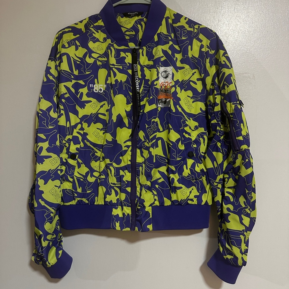 Stylish Purple and Green Bomber Jacket